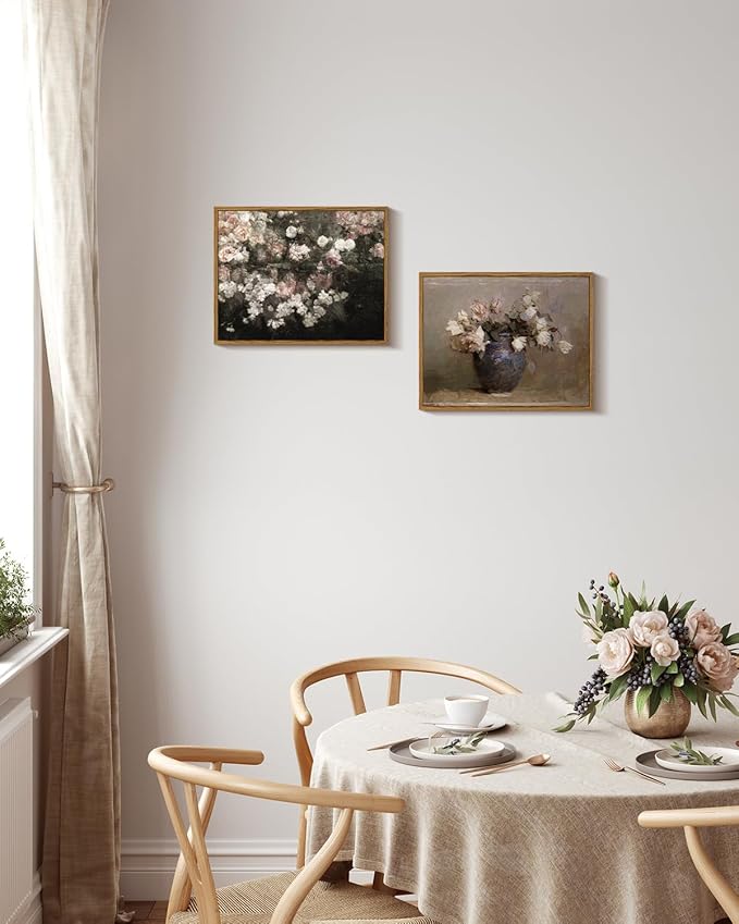 InSimSea Framed Canvas Wall Art Vintage Decor, Home Decor Flower in Pots Canvas Wall Painting Decor, Rustic Farmhouse Wall Decoration, Canvas Prints for Living Room Bedroom Office, 11"x14"