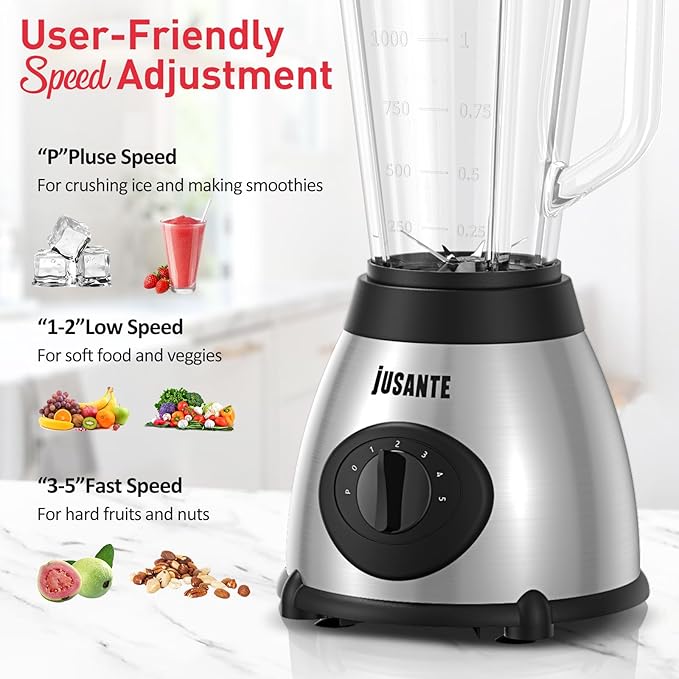 Countertop Blender, 1000W Professional Smoothie Blender for Kitchen, Shakes, Smoothies High Speed Ice Crusher Frozen Drinks 48oz Glass jar