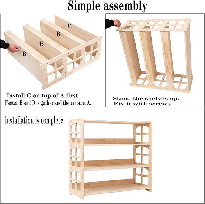 Montessori Bookshelf Toy Shelf Kids Storage Organizer for Toys Book Shelves for Kids Room Sturdy and Safe Toddler Wood Classroom Childrens Bookcases(4Tier)