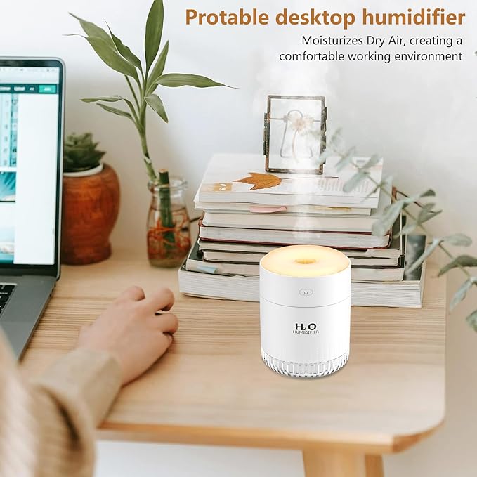 Portable Mini Humidifier, Auto Shut-Off, 2 Mist Modes, Quite, Small Humidifiers for Bedroom Travel Office Desk Plants(White)