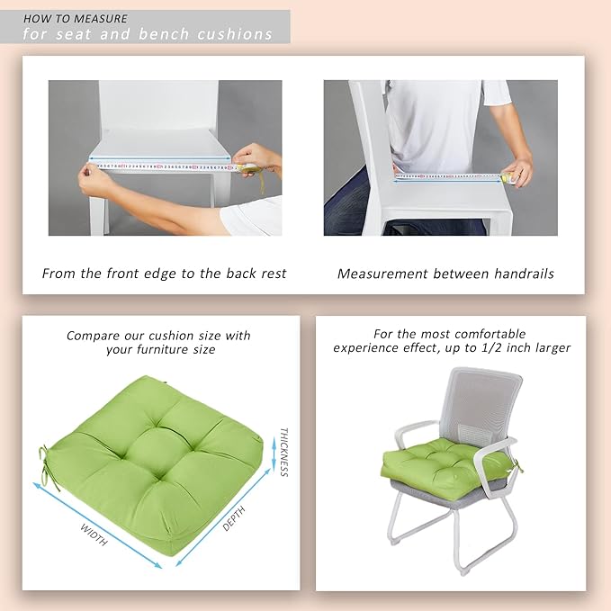 JMGBird Outdoor Chair Cushions, Pack of 2 Patio Seat/Back Cushions 19" x 19" with Ties for Patio Furniture Chairs Home Garden Decoration