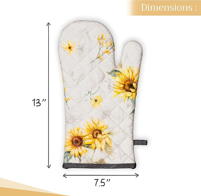 Maison d' Hermine Oven Gloves 100% Cotton Oven Mitt 7" x 13" with Loop Heat Resistant, BBQ, Cooking Gloves, Baking, Grilling, Kitchen, Handling Hot Pans Spring/Summer (Pack of 1, Candice)
