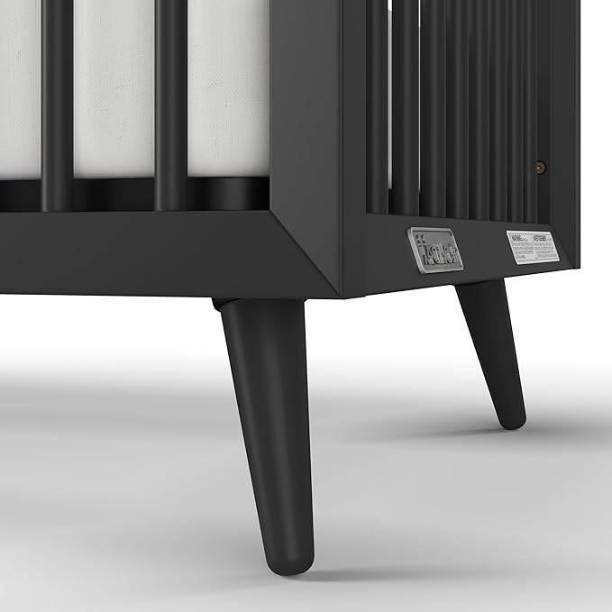Child Craft Cranbrook 4-in-1 Convertible Crib, Baby Crib Converts to Day Bed, Toddler Bed and Full Size Bed, 3 Adjustable Mattress Positions, Non-Toxic, Baby Safe Finish (Ebony)