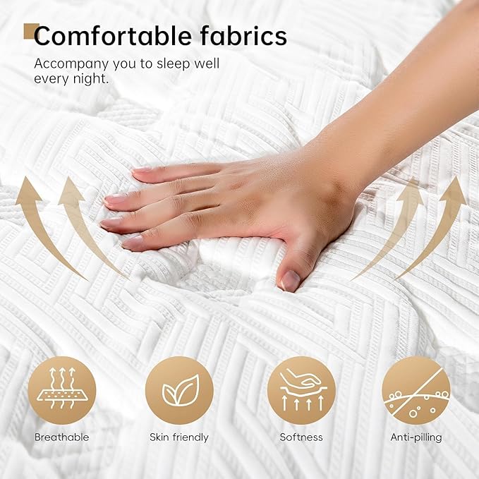 King Size Mattress,14 Inch Hybrid Mattress in a Box with Gel Memory Foam and Pocket Spring for Pressure Relief & Zoned Support, Soft and Comfort Sleep, Medium Firm King Matress, CertiPUR-US