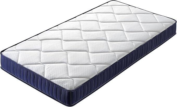 Twin Mattress, 6 Inch Hybrid Innerspring Memory Foam, Medium Soft, Motion Isolation, Pressure Relief, White and Blue (Twin XL)