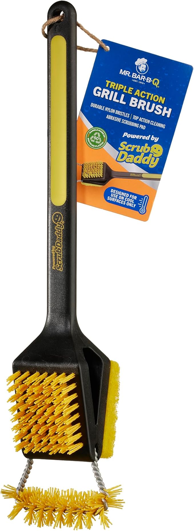 Mr. Bar-B-Q Triple Action Grill Brush and All in One Grill Cleaner Powered by Scrub Daddy