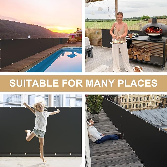 FLASLD Fireproof Deck Fence Cover and Screen Protect Deck Railing from Grill Heat, Balcony Fence Privacy Screen, Outdoor Fencing Screen UV Protection Weather-Resistant (3'x10')