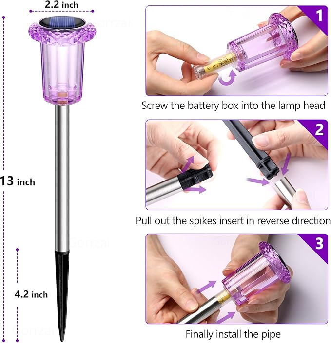 Halloween Solar Lights Outdoor 15 Pack Solar Pathway Lights Outdoor Halloween Decorations Waterproof Yard Lighting for Driveway Garden Walkway Path Landscape Lawn (Purple)