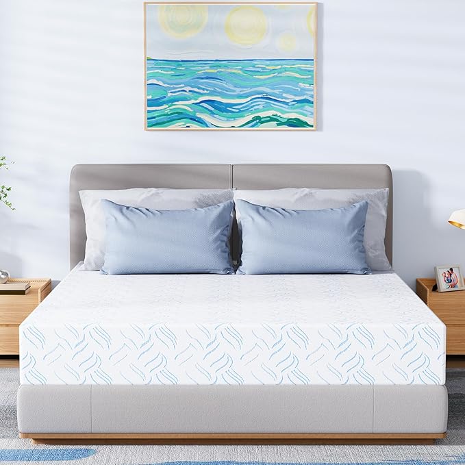 King Memory Foam Mattress, 10 Inch Cooling Gel Bed in a Box, Foam Mattress with Removable Cover No Fiberglass, Support Cool Night Sleep & Pressure Relief, Made in USA, White(80"*76"*10")