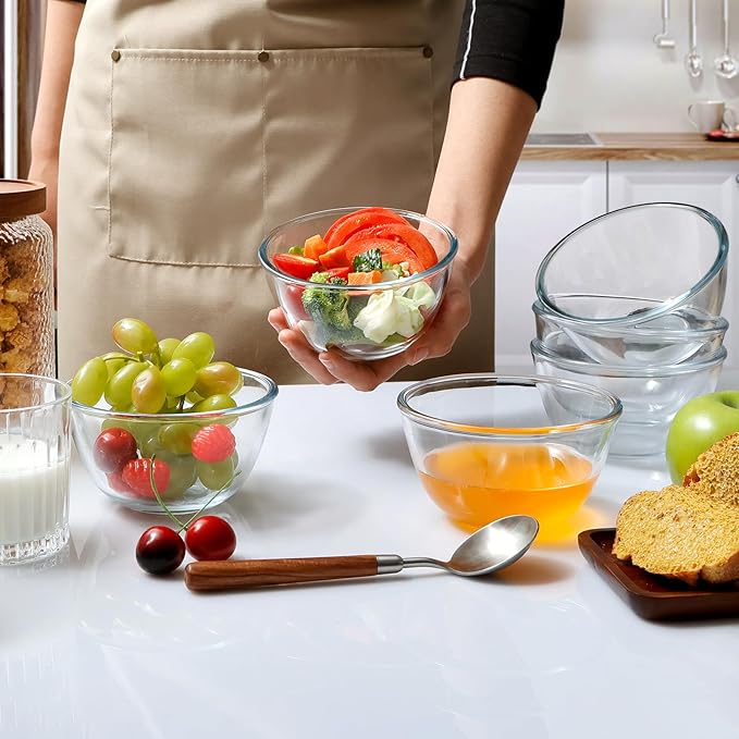 NUTRIUPS Glass Bowls Set Cereal Bowl Glass Salad Bowls Small Bowl for Kitchen (13oz-set of 6)