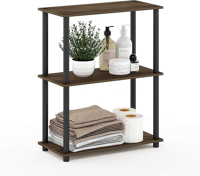 Furinno Turn-N-Tube 3-Tier Compact Multipurpose Shelf Display Rack, Columbia Walnut/Black