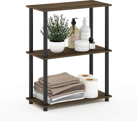 Furinno Turn-N-Tube 3-Tier Compact Multipurpose Shelf Display Rack, Columbia Walnut/Black