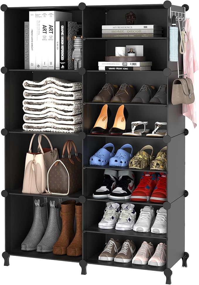 AWTATOS Closet Organizer, 8 Cube Closet Organizers and Storage, Closet Storage Shelves, Clothes Storage Organizers for Closet Bedroom Living Room Office Black