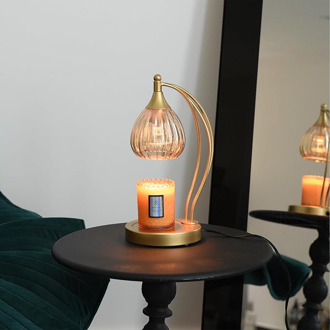 Candle Warmer Lamp, Electric Candle Warmer with Timer Dimmer - Candle Lamp Warmer for Scented Jar Candles - Candle Lamp for Housewarming Gifts New Home Decor (Amber Color)
