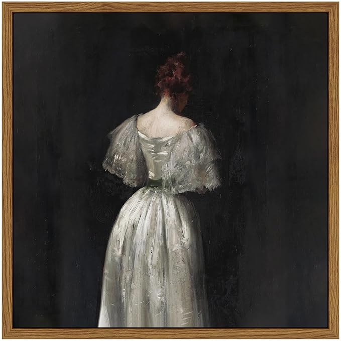 InSimSea Square Framed Canvas Wall Art, Home Decor Seventeenth Century Lady Classical Wall Art Painting, Desk Decor, Canvas Art Prints Wall Decor for Living Room Bedroom Bathroom 10"x10"