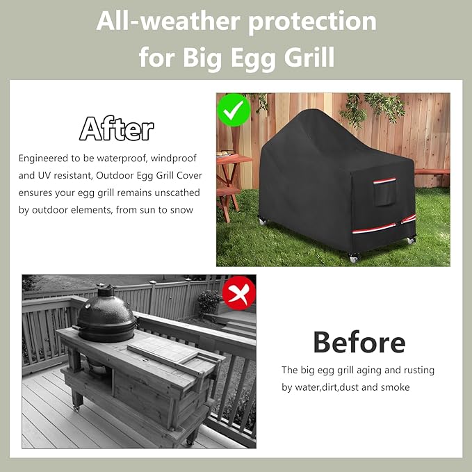 72 Inch Large Green Egg Big Grill Table Cover, Kamado Ceramic BBQ Grill Cover, Waterproof Heavy Duty Outdoor Grill Cover, BBQ Cover, Grill Cart Cover