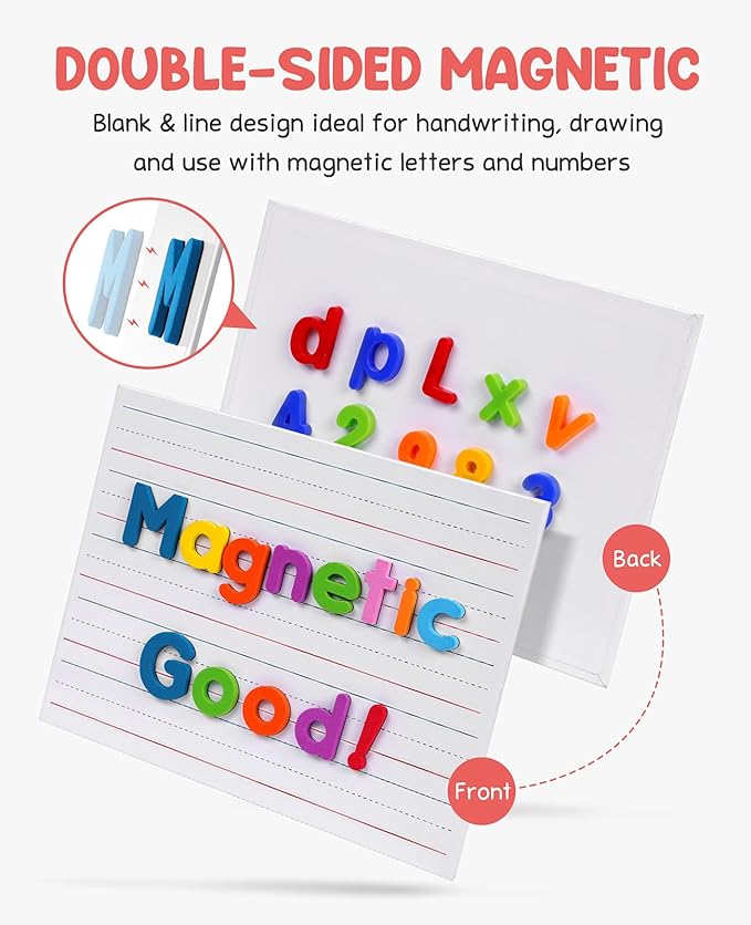 GAMENOTE White Board Dry Erase, Small Magnetic Lined White Board Set, Double Sided Magnet Ruled Lap Boards Whiteboard for Kids and Student Learning, 9x12 Inches (Pack of 12)