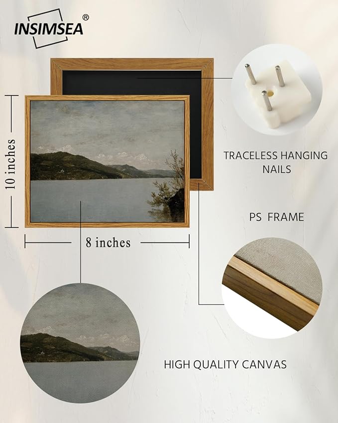 InSimSea Framed Canvas Wall Art Vintage Decor, Vintage Room Decor, Classical Landscape Oil Paintings for Wall Decorations, Canvas Wall Art for Bedroom Living Room, Bathroom Decor Wall Art, 8"x10"