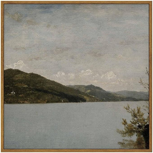 InSimSea Square Framed Canvas Wall Art, Classical Nature Landscape Paintings, Vintage Scenery Wall Pictures for Bedroom Bathroom Living Room, Canvas Prints Artwork, Retro Home Decor 16"x16"