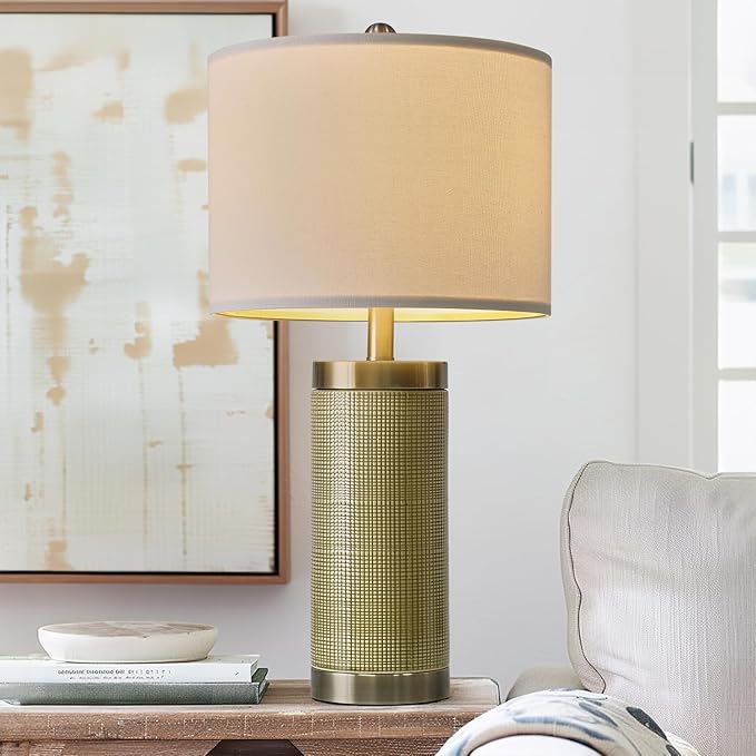 24.5" Modern Ceramic Light-Green Single Bedside Lamp for Bedroom Decor Farmhouse Table Lamp for Living Room Office Dorm