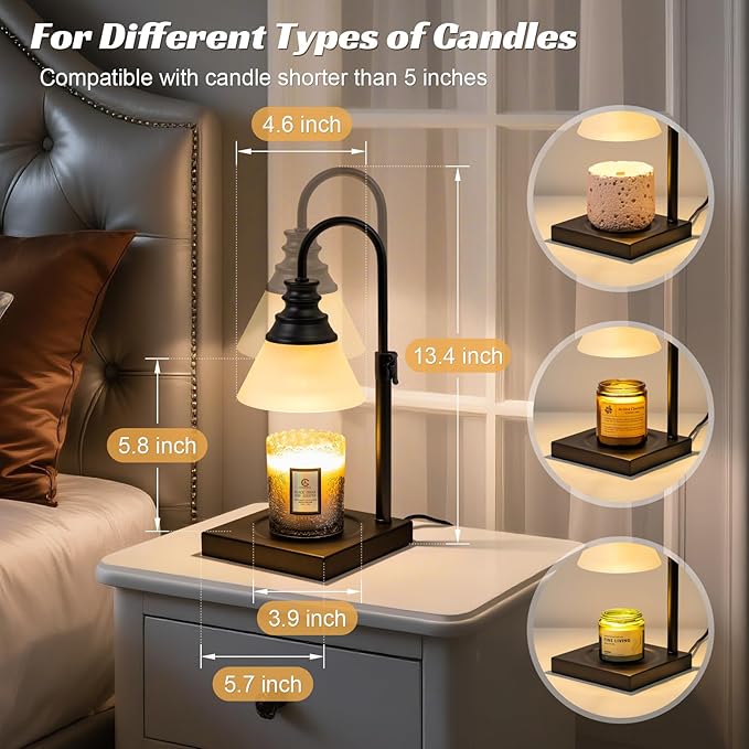 TantaScent Electric Candle Warmer Lamp in Vintage Birdcage Design with Timer – Scented Jar Candle Melter for Home Decor, Housewarming, Birthday, and Christmas (Includes 2 Bulbs) (Frosted White)