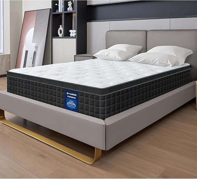 12 Inch Black Queen Spring Mattress,Medium Firm with Gel Memory Foam,Individually Pocketed Coil,Fiberglass-Free Fire Retardant CertiPUR-US Certified,80"*60"*12"