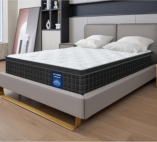 12 Inch Black Queen Spring Mattress,Medium Firm with Gel Memory Foam,Individually Pocketed Coil,Fiberglass-Free Fire Retardant CertiPUR-US Certified,80"*60"*12"