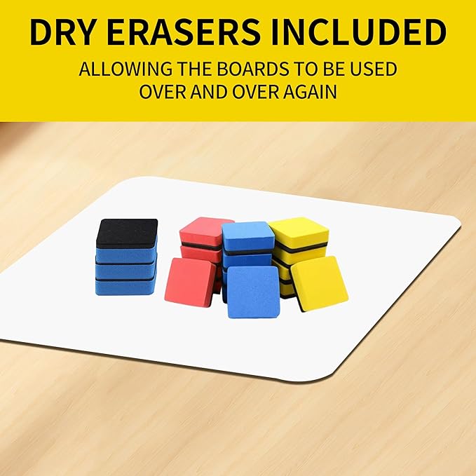 6 Pack Dry Erase Boards Classroom Pack Mini White Boards 9" x12”,Double Sided Personal Whiteboards for Students Teachers School Supplies Lapboards