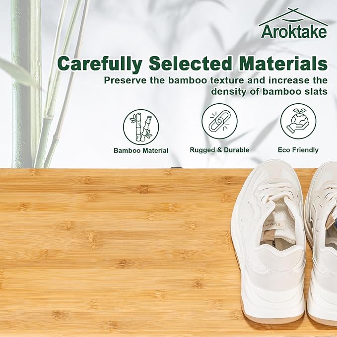 Bamboo Shoe Rack, Z-Frame Wooden 3-Tier Shelf with Durable Metal Shelves, Shoe Organizer for High Heels, Hallway, Living Room, Closet, Bedroom (Natural)