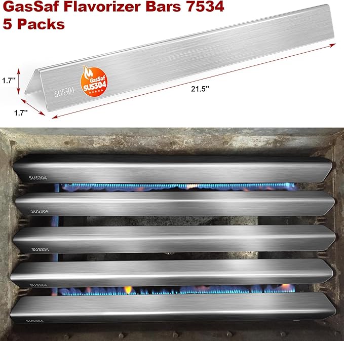 GasSaf 21.5" Grill Flavorizer Bars for Weber Genesis Silver A, 304 Stainless Steel Flavorizer Bars for Spirit 200, E/S200, E/S-210, Spirit 500 (Side Burner Knob), Replacement Parts for Weber 7534 7535