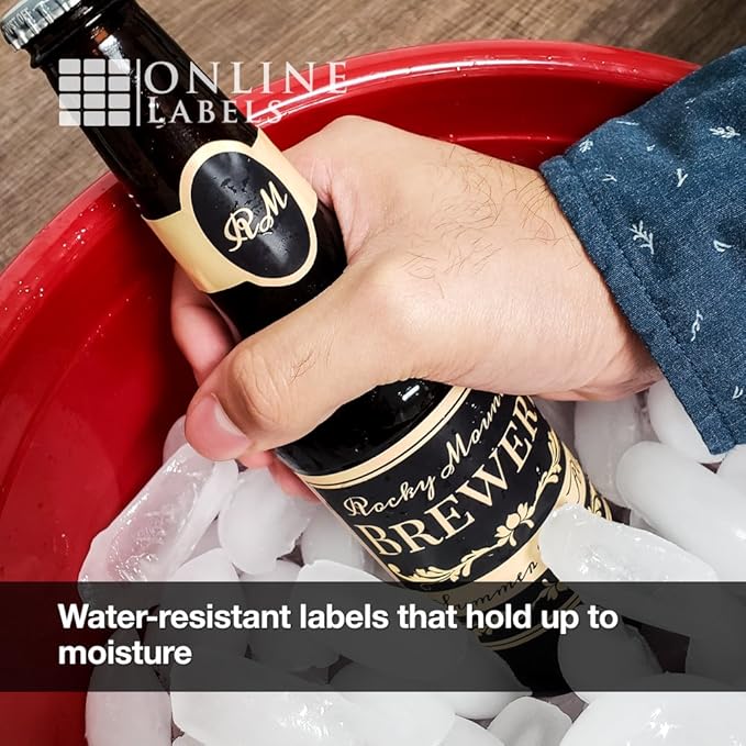 3.58 x 3.62 Waterproof Beer Bottle Labels (Laser Printers Only) - Pack of 400 Labels, 100 Sheets - OnlineLabels