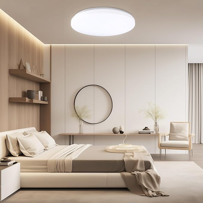 Hamilyeah 48W Flush Mount Ceiling Light, 20 inch LED Ceiling Light Fixture, 5000K Daylight Simple Close to Ceiling Light for Living Room, Dining Room, Bedroom, Hotel, Office