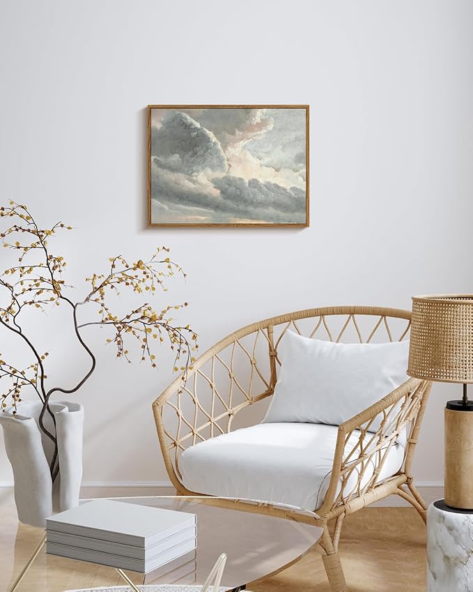 InSimSea Framed Canvas Wall Art Vintage Decor, Room Decor Classical Oil Painting Canvas Prints Study of Clouds with a Sunset near Rome Vintage Landscape Wall Art Home Decor, 12"x16"