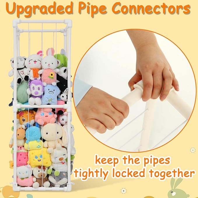 Stuffed Animal Storage Zoo Organizer, PVC Stuffy Toy Zoo Holder, 58'' Tall Vertical Plush Organizer, Large Stuffed Toy Cage for Nursery and Playroom