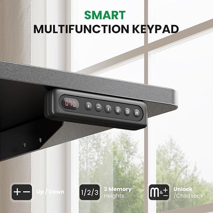 SIAGO Electric Standing Desk Adjustable - 48 x 24 Inch Sit Stand up Desk with Cable Management - 3 Memory Preset Adjustable Height Table