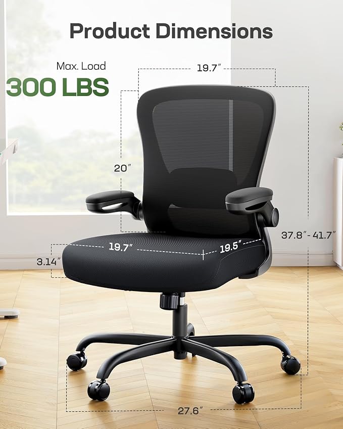 Marsail Office Chair Ergonomic Desk Chair with Adjustable Lumbar Support Breathable Mesh Computer Chair Executive Rolling Swivel Comfy Task Chair for Home Office Gaming