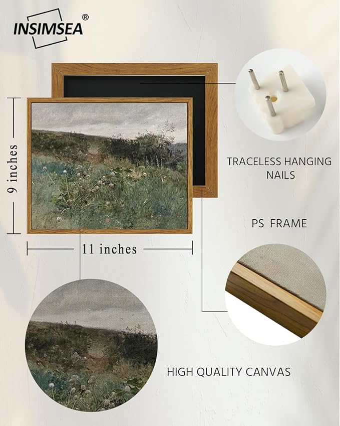 InSimSea Framed Canvas Wall Art, Vintage Decor, Rustic Room Decor, Classical Paintings, Wall Art Prints for Home, Kitchen, Farmhouse, Bathroom, 9"x11"