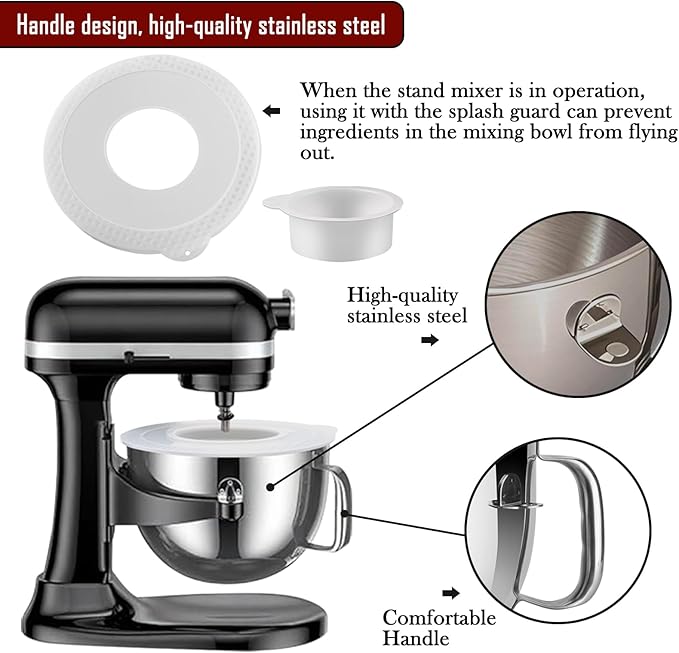 6Quart Stainless Steel Mixer Bowl with Bowl Lid Covers for Stand Mixers