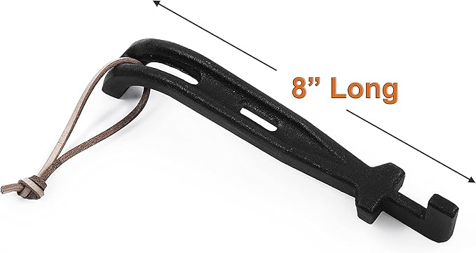 DELSbbq Cast Iron Barbecue Universal Grill Grid Lifter, 8 inch Long hot Surfaces handling Lifter Gripper for Most Charcoal Grills and Gas Grills