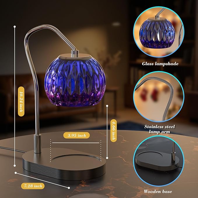 Candle Warmer Lamp with Timer & 4-Level Dimmer, Electric Wax Warmer for Jar Candles, Black Home Decor with 2 Bulbs, Gift for Women, Men, Housewarming