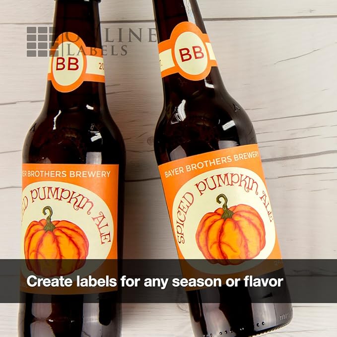 3.58 x 3.62 Waterproof Beer Bottle Labels (Laser Printers Only) - Pack of 400 Labels, 100 Sheets - OnlineLabels