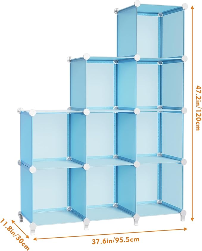 HOMIDEC Closet Organizers and Storage, 9 Cube Storage Organizer, Portable Closet Organizer Cubes Shelves for Clothes, Bedroom, Wardrobe, Kids Room, Bathroom, Blue