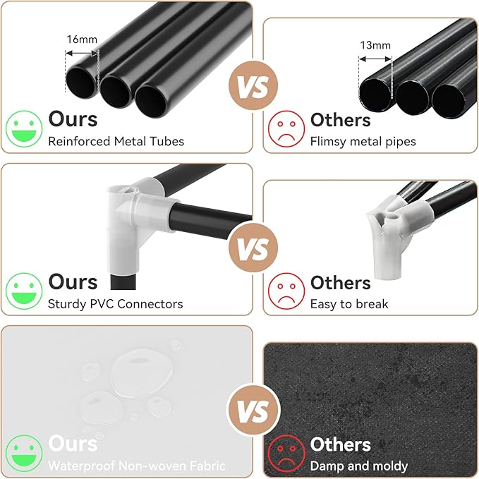 ROJASOP Portable Closet Wardrobe Closet for Hanging Clothes with 6 Storage Shelves, 1 Hanging Rod and 4 Pockets, Clothes Organizer and Storage Wardrobe Free Standing Closet for Bedroom, White