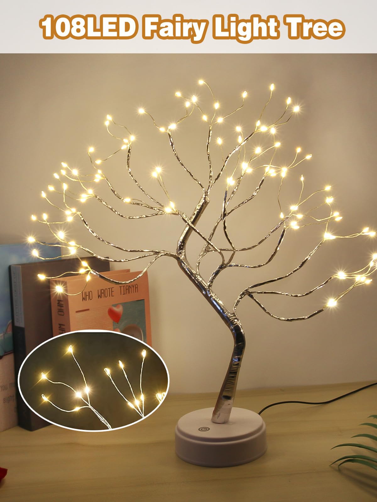2 Pack Christmas Fairy Lights Spirit Tree, 20" 108 LED Tabletop Mini Twinkle Tree Lights Warm White with 2 Modes, USB & Battery Christmas Artificial Bonsai Trees Lamp for Home Bedroom Indoor DIY Decor