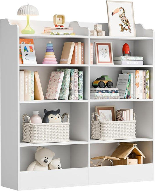 Cozy Castle Toy Storage Organizer, 5 Tier Kids Bookshelf, 10 Cube Toddler Bookcase Storage Cabinet for Playroom, Kids Room, Living Room, Nursery, Cubby, Kindergarten (White)