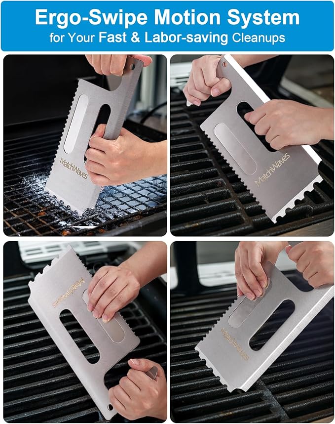 Stainless Steel Grill Scraper, Grill Grate Cleaner for Traeger Grills - Safe Bristle-Free Grill Cleaning Tool