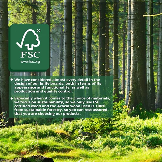 universal magnetic knife block without knives-360° rotatable magnetic knife holder made of fine acacia wood, Extra large magnet knife storage for knives and utensils for a quality kitchen life