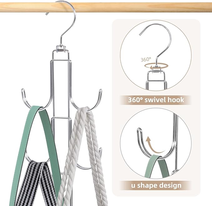 Purse Hanger Organizer for Closet, 2 Pack Handbag Storage Organizer, Hanging Purse Holder for Closet Organization and Space Saving, Accessories Organizer for Bags, Belts, Hats, Scarves, Ties