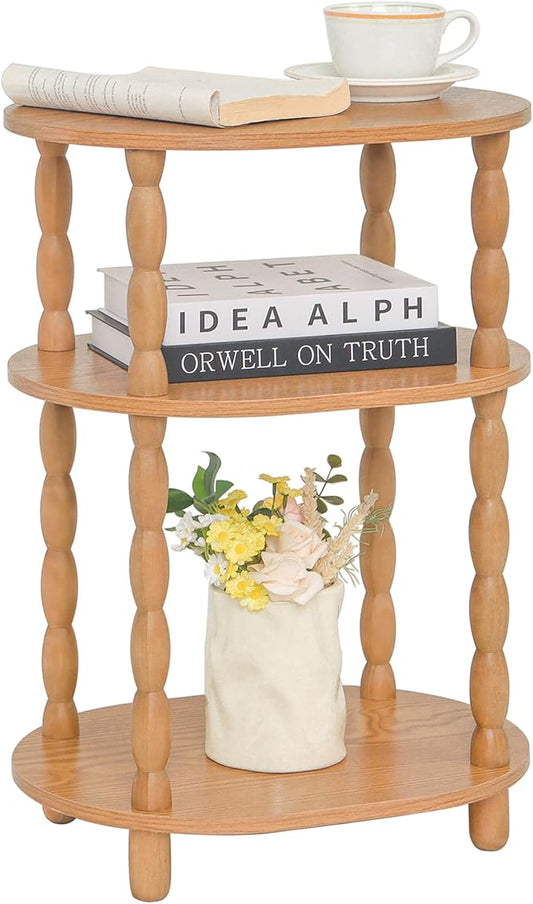 MaxSmeo End Table, Small Side Table for Small Spaces, Modern Oval Night Stand Accent Table for Living Room, Bedroom, Brown