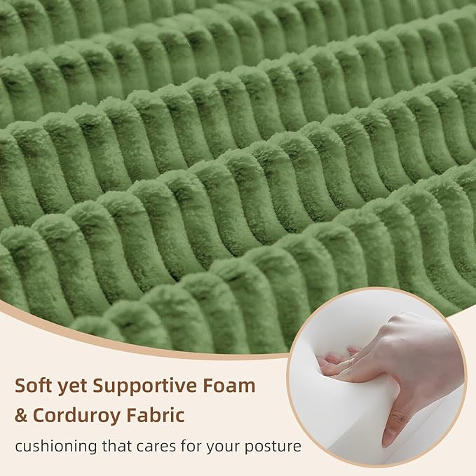 Rovibek 4-in-1 Convertible Sleeper Sofa Bed Queen Size, Foldable Floor Couch Corduroy, Folding Futon Sofa Beds with Pillow and Fixed-Shape Frame, Suitable for Living Room, Bedroom, Lounge, Green